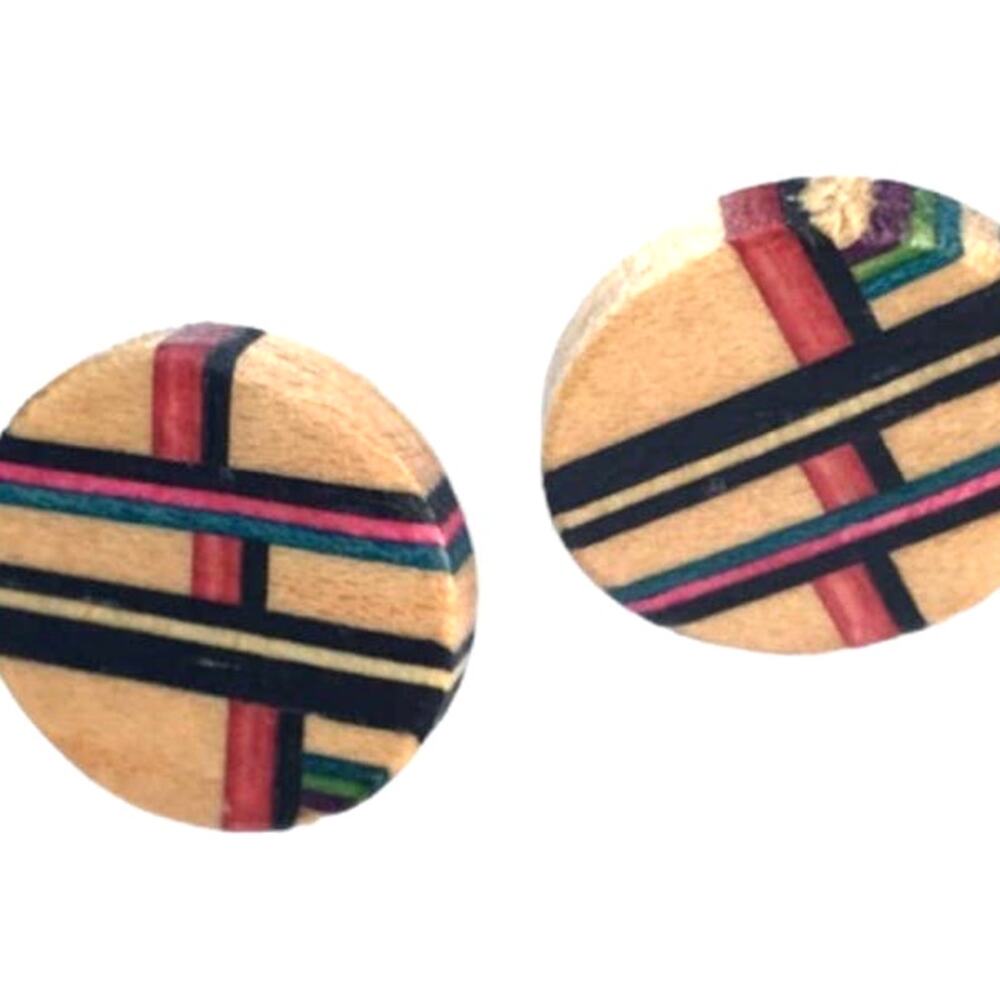 Cute as a button wooden post earrings